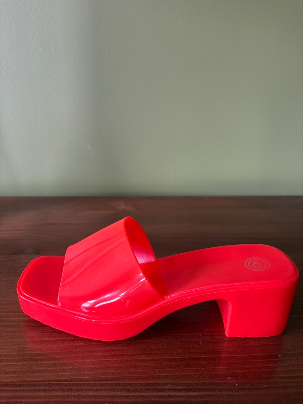 Orange Slide Block Heel Sandals - Picture 9 of 11